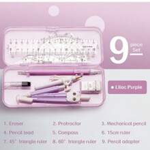 Set de 7 bucăți/set de rigle multifuncționale pentru examene pentru studenți, șapte piese, 1 set de rigle și busolă, suportă triunghi, raportor, instrument cerc, instrument perfect pentru studenți, elemente esențiale pentru întoarcerea la școală, cadou creativ pentru Ziua Recunoștinței, Crăciun, decorațiuni pentru ziua de naștere și Halloween