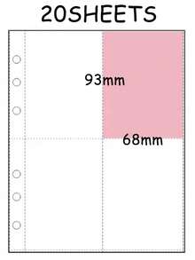 1pc A5 Pink White 6 Hole Loose-Leaf Photo Album Photo Card Collection Book With 20 Pieces Four-Square Inner Pocket,Back To School ,School Supplies - Pink - View 2