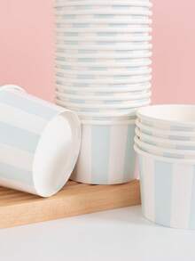 10pcs/25pcs Disposable Paper Bowl Set, Blue And White Theme Disposable Paper Bowls, Boxed, Birthday Tableware, Family Gathering, Picnic, Restaurant, Takeout, Party Event, Material Paper Disposable Paper Bowls - Multicolor - View 3