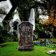 Halloween Grabstein Yard Schilder - 6er Pack Kunststoff Friedhof Deko mit Stäben für den Rasen, Outdoor Gruselszene Requisiten - langanhaltend, ohne Strom, federlos - perfekt für Halloween Party Dekorationen