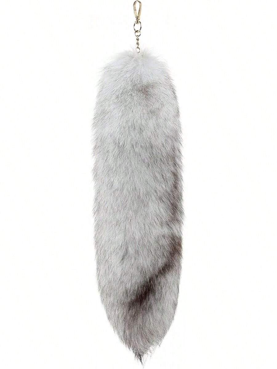 Fluffy Therian Fox Tail Keychain - Soft Fur, Realistic Colors, Durable, Perfect For Cosplay, Renaissance FairsChristmas - Arctic Fox - View 1