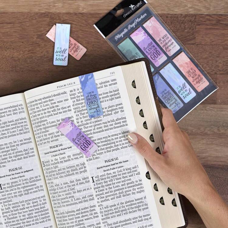 Art Gifts Set Of 6 Beloved Scripture Favorites With Abstract Scenic Bookmark Rectangular Folded Magnetic Pastel Design Inspirational Magnetic Bible Verse Bookmark, Size Small 2.3 X 0.8 - Loại ong - Xem 7