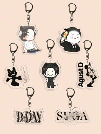 1/7 piezas Lindo llavero acrílico de KPOP GOLDEN Album Agust Days, Accesorio de bolso Accesorios de coche Mochila para fans