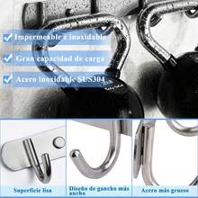 Estilo2PCS Perchero Pared,Perchero Para Ropa Resistente Con 6 Ganchos,Perchero Para Pared De Acero Inoxidable, Para Colgar Abrigos, Sombreros, Bolsos, LlavesVersióN Mejorada - 1 - Ver 5