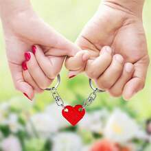 1 Pair Couples Matching Stuff Gifts - Red Heart Keychain, Matching Couple Heart Keychains Decorations Christmas Valentines Day Gifts For Boyfriend Girlfriend - 1對 - 查看 6