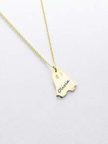 suteyi Customized Cute Ghost Necklace, Personalized Stainless Steel Engraved Name & Quote Necklace, Halloween Jewelry Gift - Multicolor - View 3