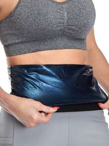 随机款式汗腰训练紧身胸衣，瑜伽、健身、桑拿健身腰带 - 黑色 - 查看 5