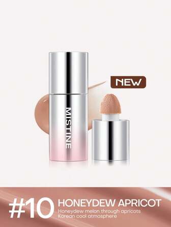 MISTINE Rubor líquido de latte tailandés 7g, base de maquillaje natural y traslúcida de 10 Honeydew Apricot de 1 pieza, con retención de color suave
