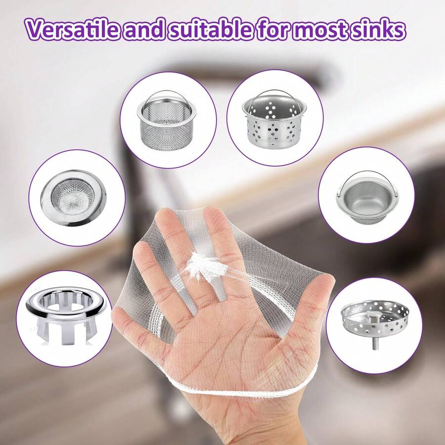 High Suction Kitchen Sink Strainer - Disposable Kitchen Filter, Prevents Clogging, Durable PET Material, Suitable For Food Scraps And Garbage Collection Net, Storage Bracket