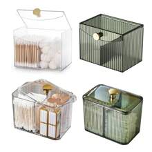 3-teiliger klarer Badezimmer-Organizer-Behälter mit Wattestäbchen-/Pad-/Kugel-Halter, Kosmetik-Aufbewahrung für die Waschtischplatte