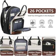Laptop Backpack For Women Bag Fit 15.6 Inch Work Business Backpacks Purse With USB Charger College Bookbag Waterproof Business Computer Backpack Anti-Theft Casual Backpacks For Nurse Teacher - Multicolor - View 5