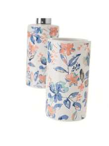 ARISE - Set de Baño en Cerámica 2 Piezas - Dispensador Jabón Líquido y Vaso Cepillos - Diseño Elegante, Resistente a la Humedad, Ideal para Decoración y Regalo