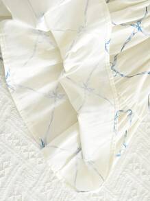 2pcs Girl's Set: Bow Print Smock Collar Long Sleeve Top + Skirt - Dusty Blue - View 10