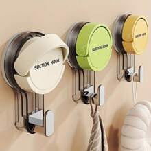 Nicht poröser Saugnapfhaken - Starker selbstklebender Haken in 3 Farben (Weiß, Grün, Gelb) - Robuster Kunststoff-Handtuchhalter für Küche, Bad und Toilette - Keine Beschädigungen und wiederverwendbare Montage