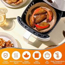 [ Food Paper ] 50/100/200pcs Round Air Fryer Paper - Baking Paper&Silicone Paper - Food Storage Container - Baking Paper Tray - Paper Plate - Baking Tools/Kitchen Accessories - Suitable For Daily Home Kitchen&Outdoor Camping Barbecue&Hotel Restaurant Kitchen Supplies - Festival Party Supplies - Birthday Party/Halloween/Christmas/Easter/Spring Festival - Party Necessities