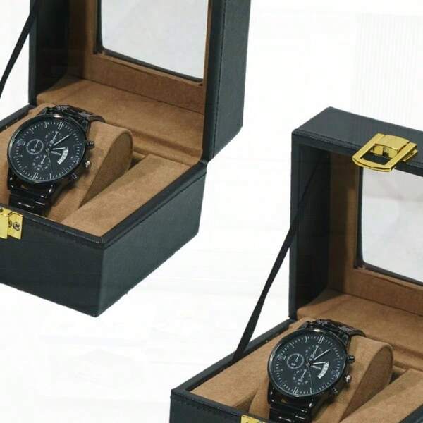 Watch Display Case Watch Box Organizer For Men 2 Slot Watch Holder Organizer Jewelry Display Organizer Black Soft Velvet Black Lining