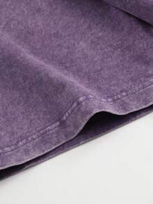 EWH Rock Tool Band Theme, Men's Washed T-Shirt, Skull Mysterious Symbol Print, Vintage Loose Short Sleeved ShirtDG004 - Màu tím - Xem 4