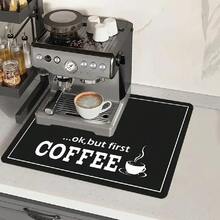 This Coffee Machine Pad Is Made Of High-Density Diatomaceous Earth Material, Featuring Wear-Resistant, Non-Fading, Waterproof And Easy-To-Clean Properties. The Bottom Has Been Upgraded To Rubber Material, Enhancing The Friction. - Black - View 2