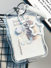 1 件装 返校 Kpop 照片卡夹钥匙扣 – 透明硅胶卡套，带蓝色星星图案，可保护公交卡、学生证等照片，可爱卡夹 - 彩色 - 查看 11