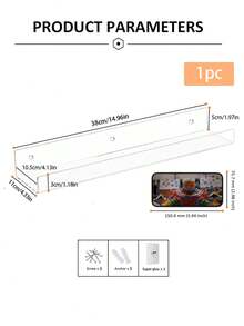 1/2 件亚克力壁挂式收纳架、浴室壁架、化妆品收纳架、皂液器收纳架、淋浴架、浴室、厨房、客厅粘贴式搁板 - 彩色 - 查看 14