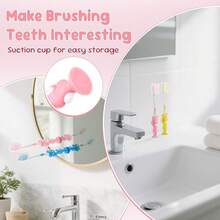 Toothbrushes Kids In Bulk, Individually Wrapped Disposable Toothbrush Cute Manual Soft Bristles Children Toothbrush With Cover Suction Cup Toddler Toiletries Set Home/School/Travel (60 Pack) - 8 - View 3