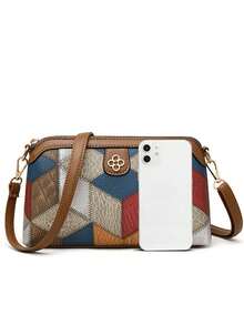 Women's Crossbody Bag - A Niche Shoulder Bag With Mixed Color Crossbody Phone Pouch - Multicolor - View 3
