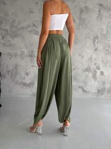 Modal Pleated Casual Pants, Solid Color