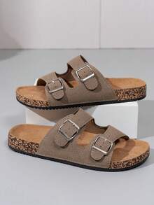 男士春夏舒适复古露趾拖鞋 - 透气防滑耐磨PVC鞋底,可调节鞋带,舒适男士步行鞋 - 适合室内外穿着 - 沙色 - 查看 6