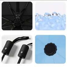 Guarda-chuva portátil para viagem, guarda-chuva universal para chuva e sol, protetor solar, redondo, à prova de vento, automático, fácil de abrir e fechar, compacto, à prova d'água, portátil para viagem - Nome exclusivo, iniciais, significado, estilo