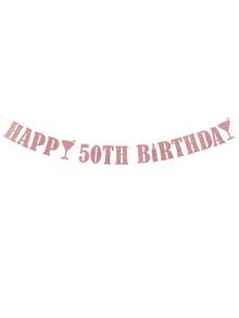 1pc HAPPY BIRTHDAY Pull Flag, 18/21/30/40/50/60 Black/Gold/Silver/Rose Gold/Champagne Gold/Blue Birthday Party Decoration Pull Flag Banner - Multicolor - View 15