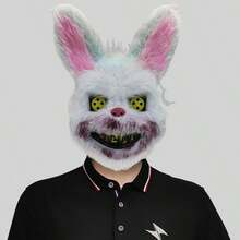 Halloween Role Play Bear Mask Rabbit Headpiece Scary Small Bear Face Mask Costume Masquerade Devil Plush Horror Bloody Rabbit Mask Party Photo Props - Multicolor - View 7