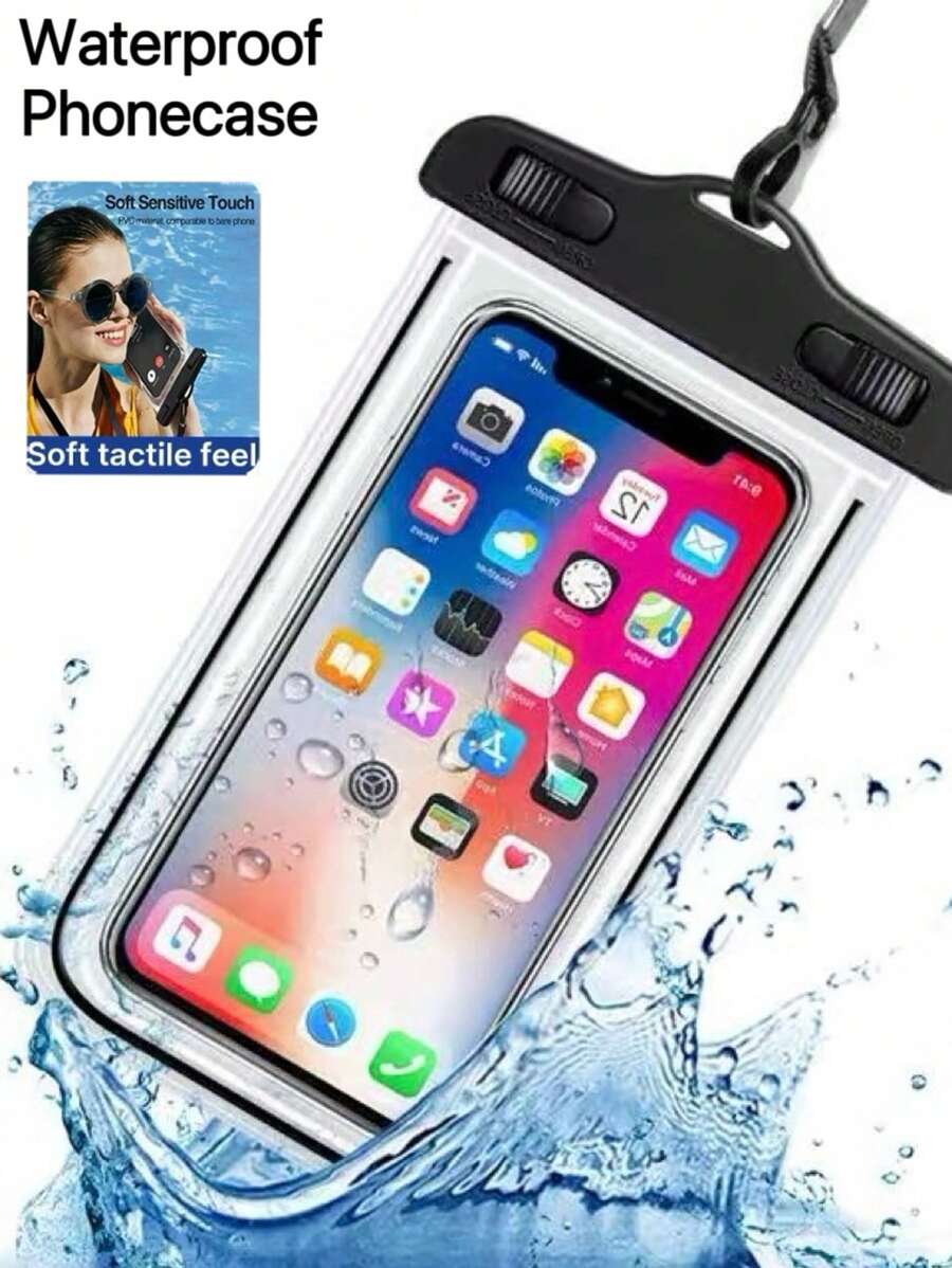 通用防水手机袋适用于 15 14 13 12 11 Pro Max XS Plus Galaxy 手机，夜光防水袋最大支持 7.0 英寸，气囊设计，海滩和旅行必备