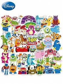 Disney 50PCS Officially Licensed Character Collection Q Version Cartoon Vinyl Stickers For Mugs Books Luggage Pen Holders Phone Cases For Dad Mom Grandparents Siblings Best Friend Funny Gifts Buzz Slinky Dog Mr.Potato Head Alien Hamm Woody Jessie Lots-O'-Huggin' Bear