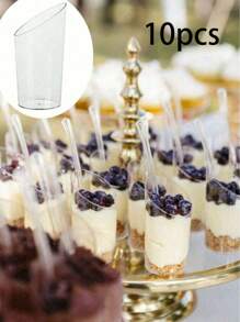 20/40/80 piezas Copas de postre con cucharas, pequeñas y inclinadas tazas de plástico transparente, tazas redondas y anguladas para mouse, para pudín, mouse, gelatina, fiestas, adecuadas para pasteles de helado, decoración de postres, fiestas de cumpleaños, bodas y otros eventos, 1 pieza