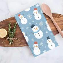 1 set/2 piezas/100 piezas Toallas de cocina y paños de cocina con diseño de muñeco de nieve, adecuados para decoración de interiores en restaurante, cocina, baño, decoración de fiestas, pueden usarse como regalos navideños