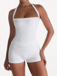 XLLAIS 性感露背针织吊带衫，全白款，秋季女装，弹力休闲修身款女士吊带背心 - 白色 - 查看 3