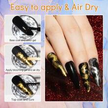 12PCS Marble Nail Polish Blooming Gel Marble Ink For Nails Gold Blue Purple Nail Ink Watercolor Magic Blossom Gel Nail Polish For Nail Salon Home DIY-0345 - A-12經典顏色 - 查看 5
