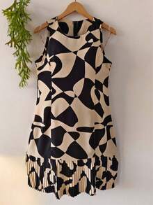 Plain  Dress With Fake - Black and White - View 1