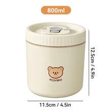 便携式 304 不锈钢保温饭盒，带餐具和午餐袋，可爱图案防漏便当盒，可微波炉加热和热水加热，隔热防烫午餐盒，可重复使用的水果沙拉食品储存容器，适合学生和成人在学校、办公室、户外露营、野餐、旅行中使用