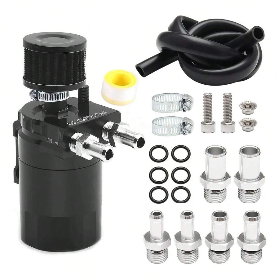 Oil Catch Can Kit With O-Rings Aluminum Oil Catch Can For Most Cars - Black - View 1