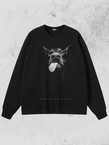 Tiny Spark 杜宾犬图案黑色长袖T恤 - 黑色 - 查看 1