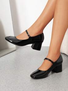 Women's Mary Jane Pumps Low Heel Dress Shoes Closed Round Toe Comfortable Wedding, Office, Party & Casual Work Shoes - 黑色 - 查看 3