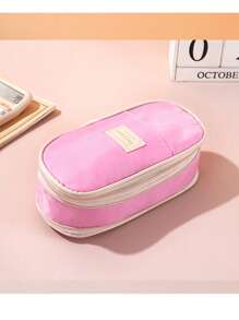 1pc创意双可扩展多功能大容量铅笔袋，适合初中/高中学生，时尚桌面收纳铅笔袋，返校礼物，返校，学校用品，铅笔袋，书包铅笔袋大容量马卡龙配色变身学生简约铅笔盒