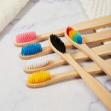 10pcs Disposable Bamboo Toothbrush, Soft Bristles & Hard Bristles - Brown - View 6