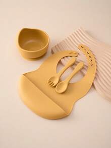 PopLittleOne 4 bucăți vesela din silicon pentru bebeluși, ajustare în 6 viteze, cu aspirație, bol anti-alunecare, lingură de antrenament, furculiță, set de cină contrastant de culoare - Multicolor - Vizualizare 13