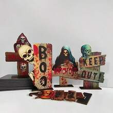 Vintage Halloween Decoration, Cross Ghost For Halloween, Desktop Decor, Creative Wooden Holiday Decoration - Multicolor - View 13