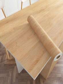 1 卷仿古木纹壁纸，防水自粘可移除乡村木纹壁纸，棕色 - 卡其色 - 查看 3