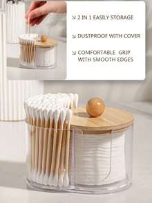 2-In-1 Bamboo Lid Transparent Plastic Storage Box, Desktop Makeup Organizer Box With Double Round Holes, Transparent Cosmetic Storage Box With Dual Compartments - Modern Vanity Table Storage Box With Lid, Bathroom Vanity Organizer, Suitable For Makeup Brushes, Lipsticks, Beauty Tools Bag, Makeup Bag, Toiletry Bag, Desk Organiser, Cosmetic Bag, Makeup Pouch, Make Up Organizer, Vanity Accessories, Make Up Pouch, Make Up Bags, Jewellery Box, Pouch, Makeup Brush Holder, Brush Holder, Perfume Organiser, Pouch Bag,Gifts For Women,Christmas Gifts,Gift Ideas For Women - Clear - View 6