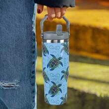 30oz Sea Turtle Tumbler With Handle Sea Turtle Gifts For Women Sea Turtle Cup Insulated Tumblers Tumblers With Flip Straw And Top Handle Stainless Steel 30oz Coffee Mug - Màu xanh lam - Xem 6