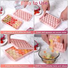 33-Grid Round Ice Cube Tray, Ice Ball Maker Mold, Mini Round Ice Cube Mold With Lid For Cocktail, Whiskey, Tea, Coffee, Great For Home Kitchen Use